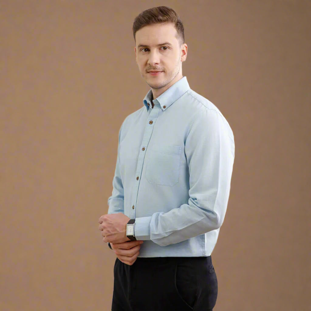 Breeze Linen Full Sleeves Shirt In Baby Blue Stylish Full Sleeve Shirt for Summer by TFC