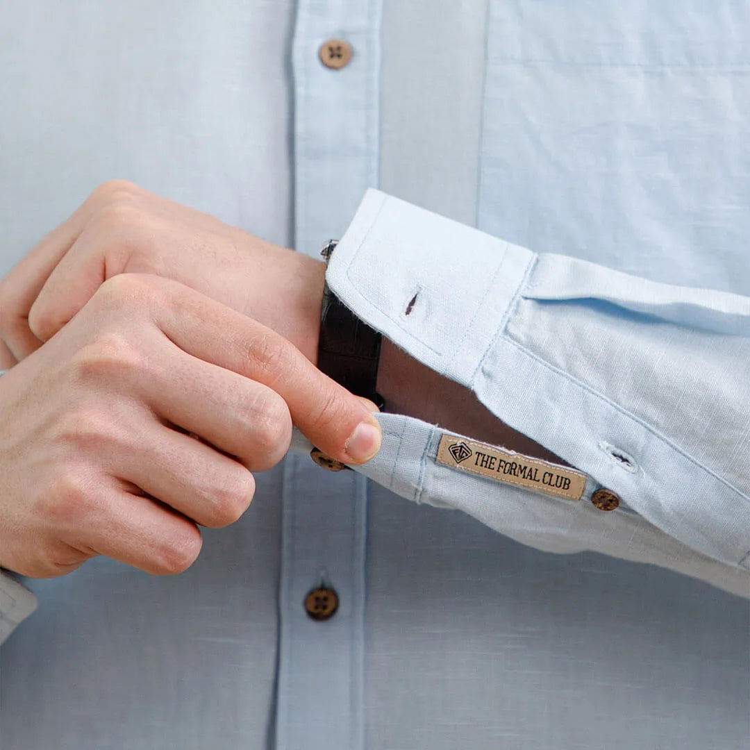 Breeze Linen Full Sleeves Shirt In Baby Blue Formal Look in Baby Blue Linen Shirt by TFC