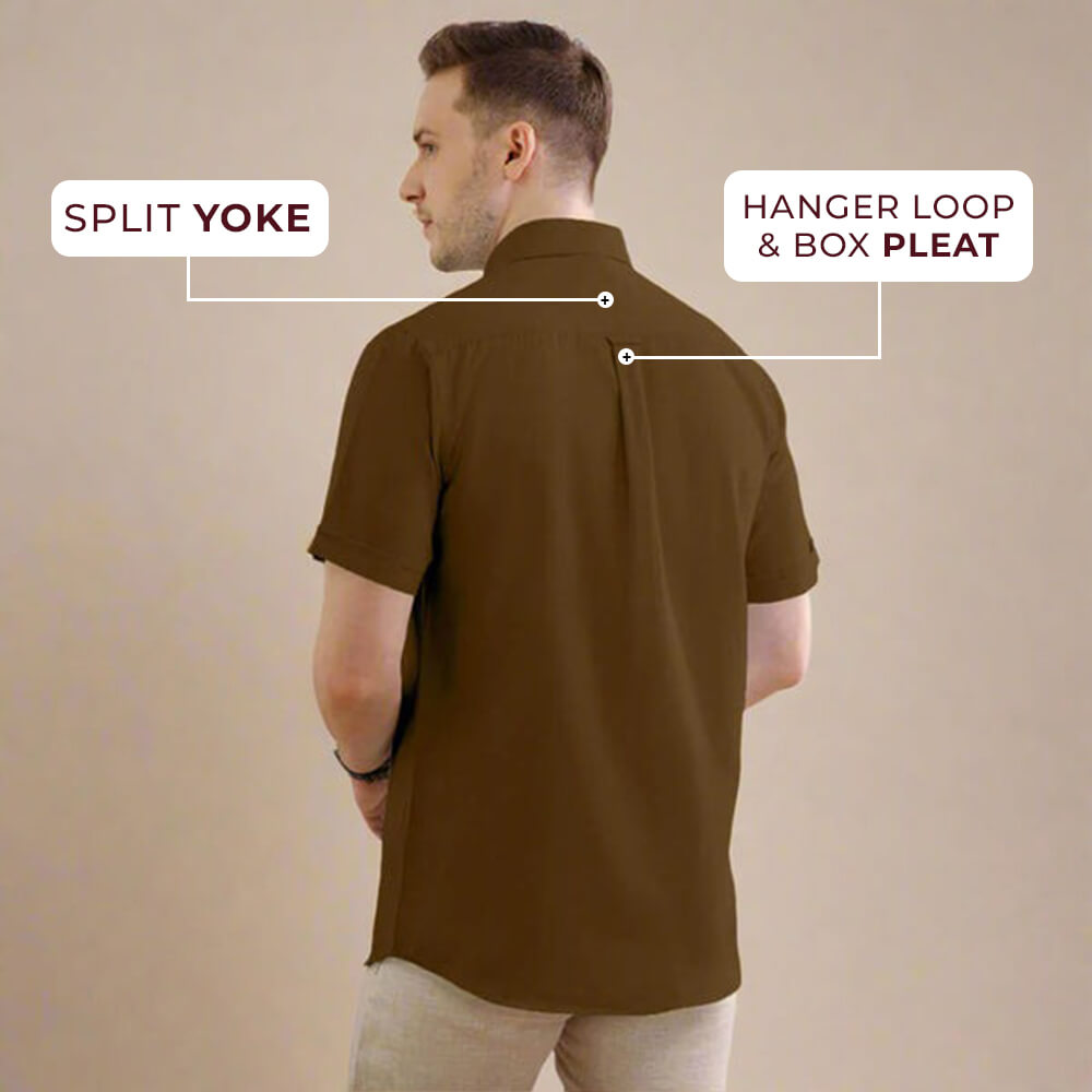 Breeze Linen Half Sleeves Shirt in Cocoa Breeze Linen Half Sleeves Shirt in Cocoa