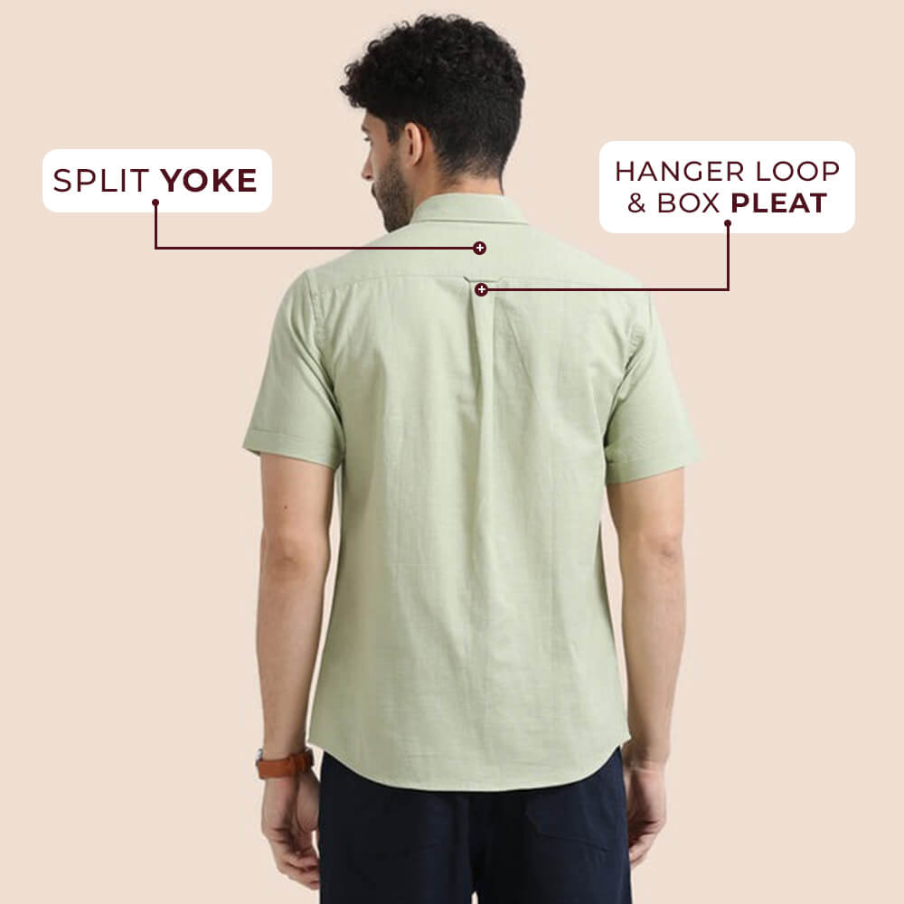 Breeze Linen Half Sleeves Shirt In Grass Breeze Linen Half Sleeves Shirt In Grass