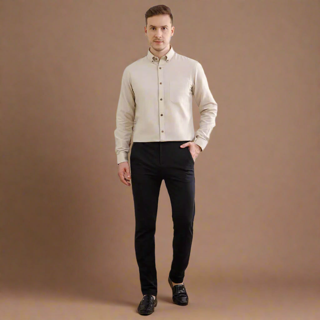 Breeze Linen Full Sleeves Shirt In Mushroom Smart casual look with linen shirt by TFC