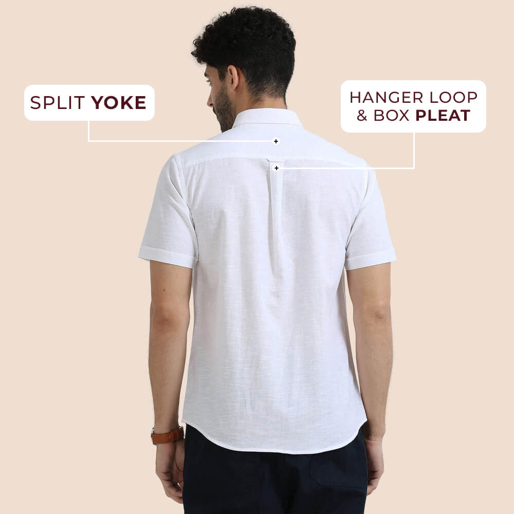 Breeze Linen Half Sleeves Shirt In Snow Breeze Linen Half Sleeves Shirt In Snow