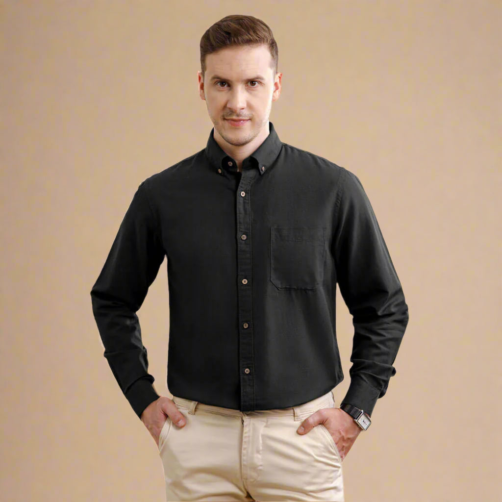 Breeze Linen Full Sleeves Shirt In Charcoal Breeze Linen Full Sleeves Shirt In Charcoal