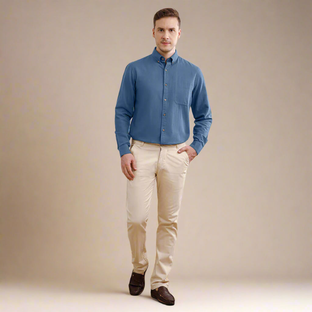 Breeze Linen Full Sleeves Shirt In Denim Breeze Linen Full Sleeves Shirt In Denim