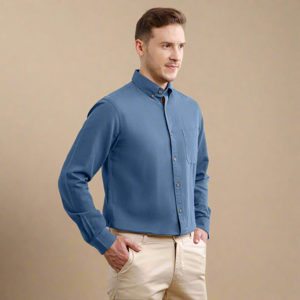 Breeze Linen Full Sleeves Shirt In Denim Breeze Linen Full Sleeves Shirt In Denim