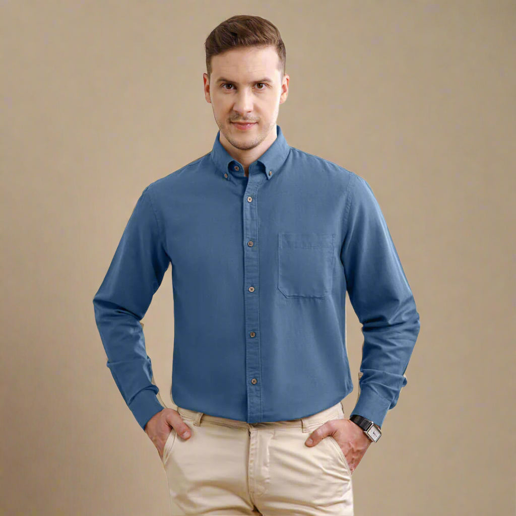 Breeze Linen Full Sleeves Shirt In Denim Breeze Linen Full Sleeves Shirt In Denim