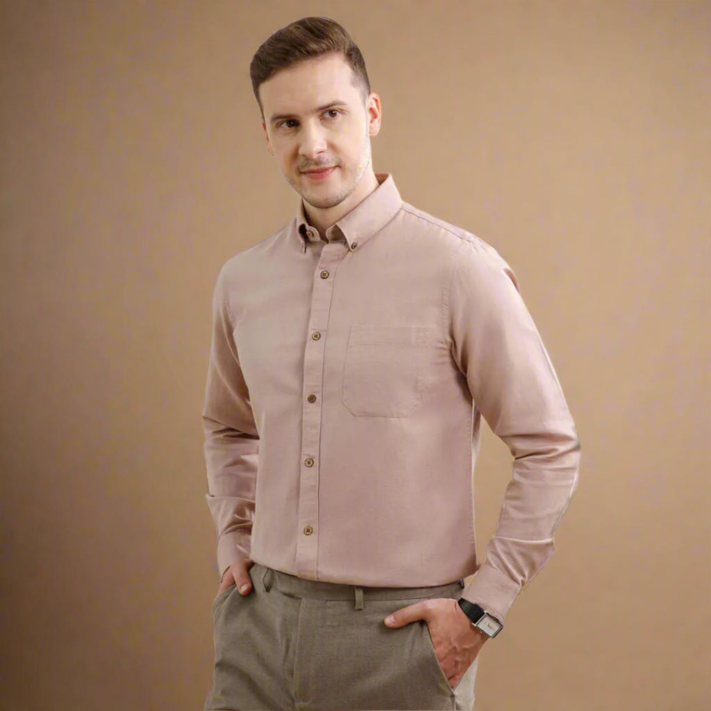 Breeze Linen Full Sleeves Shirt In Wood Rose Wood Rose Linen Shirt for Men by TFC