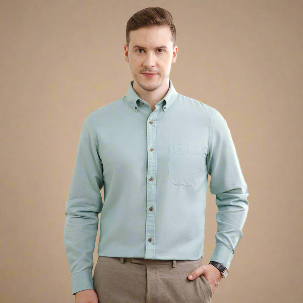 Seaweed linen full-sleeve shirt by TFC