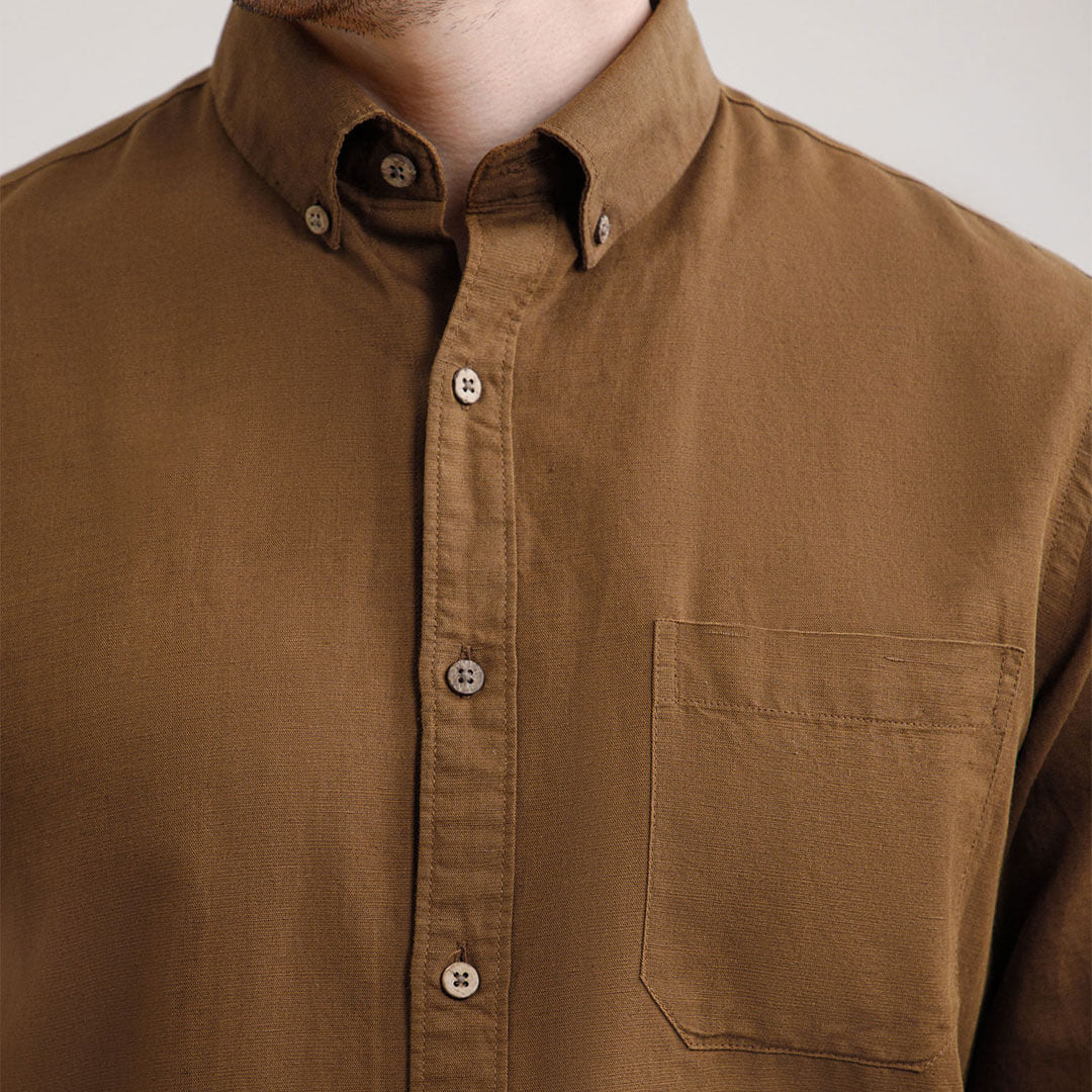 Breeze Linen Full Sleeves Shirt In Mocha Premium cotton-linen shirt by TFC