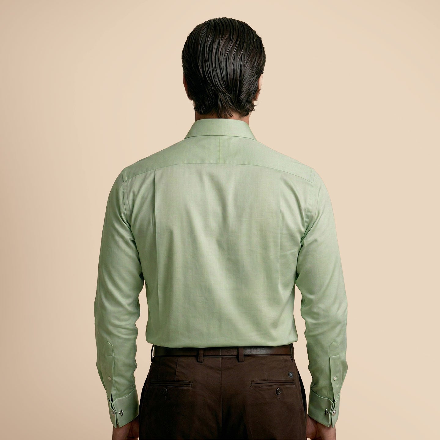 French Cuff Giza Cotton Shirt In Moss Green