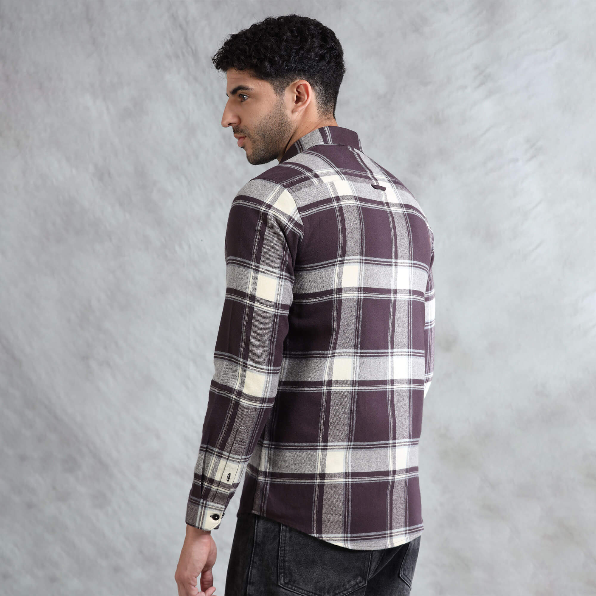 Lumber Flannel Check Shirt In Mocha Lumber flannel shirt with chest pockets by TFC