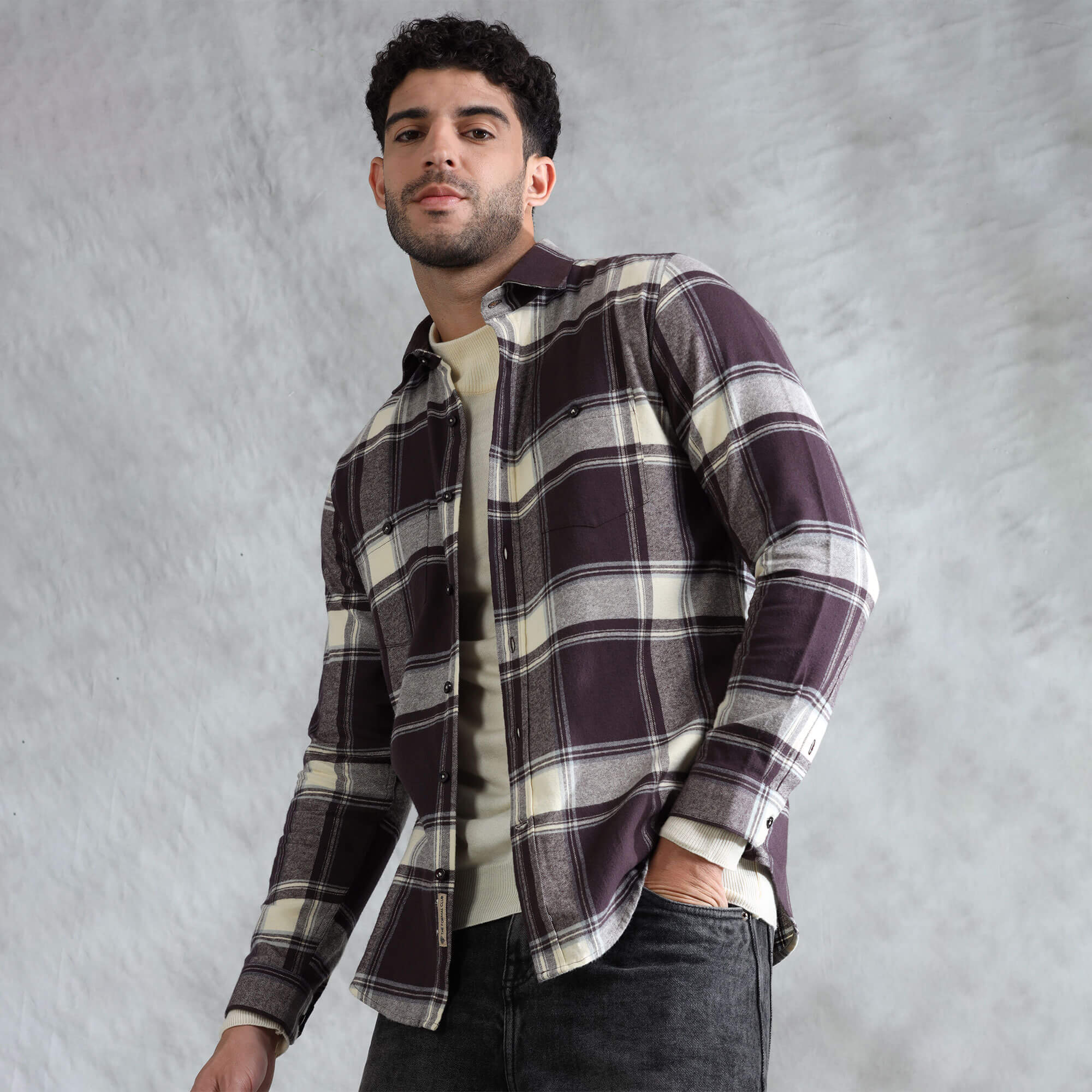 Lumber Flannel Check Shirt In Mocha Warm flannel shirt for cooler days by TFC