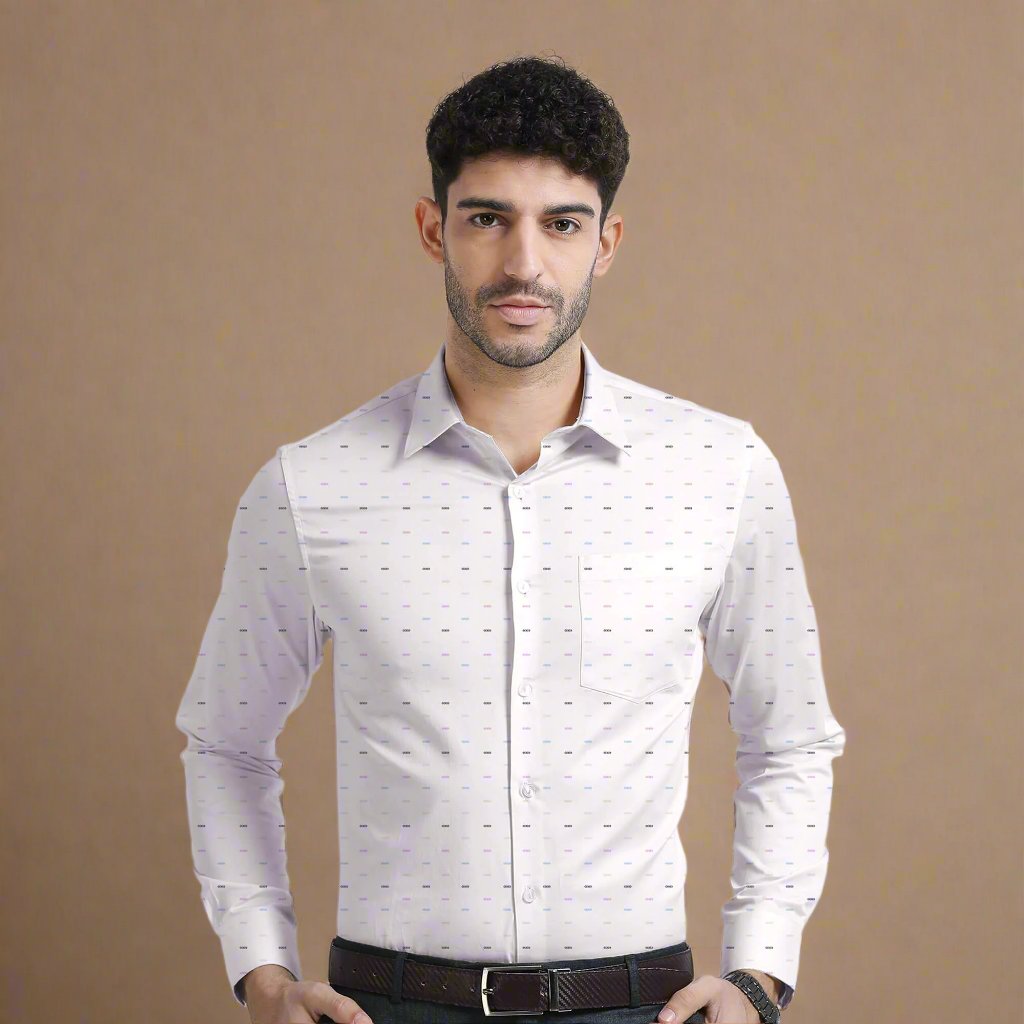 Nova Textured Shirt In White Slim Fit Nova Textured Shirt In White Slim Fit By TFC