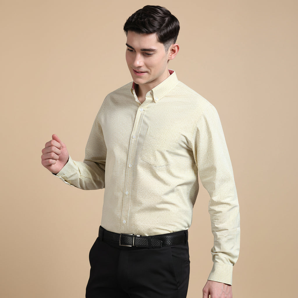 Gingham Check Shirt In Ochre Gingham Check Shirt In Ochre