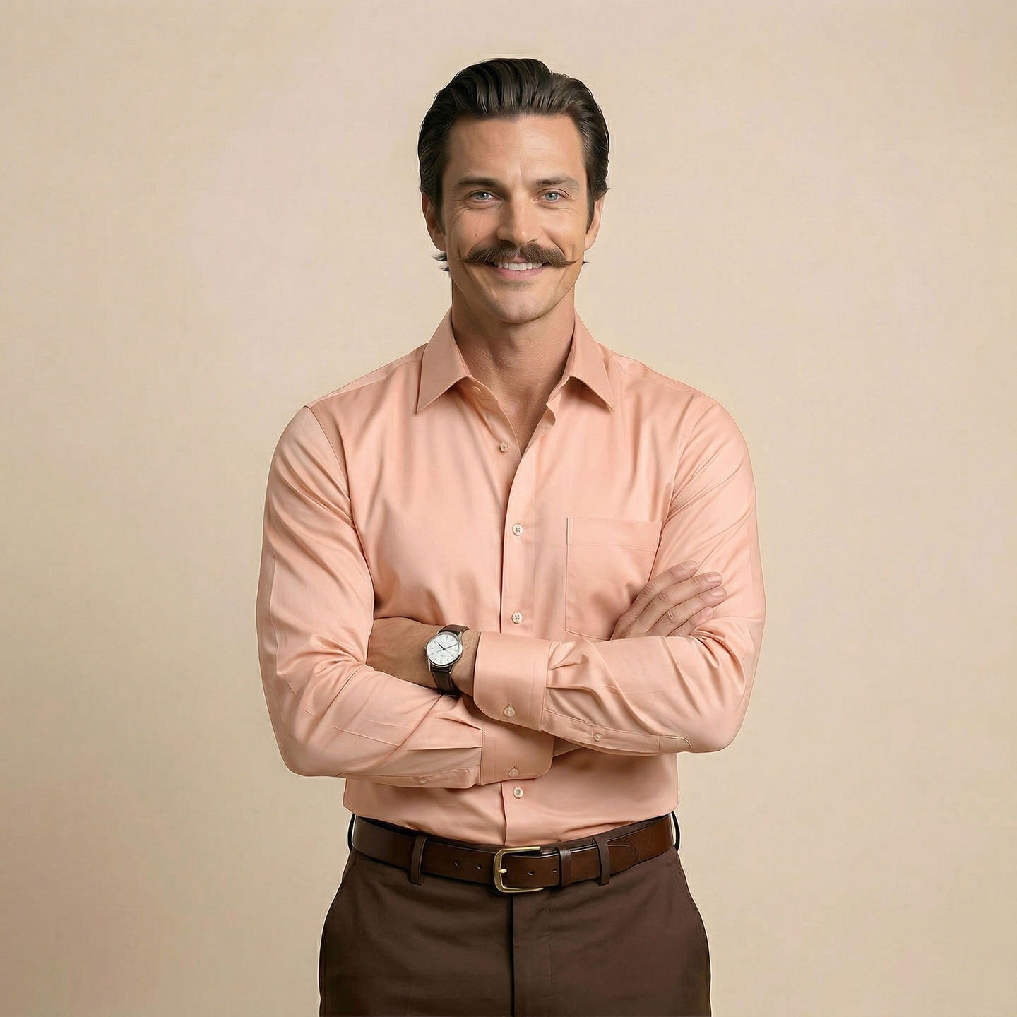 Cambridge Giza Cotton Shirt In Peach Fuzz Cambridge Giza Cotton Shirt In Peach Fuzz