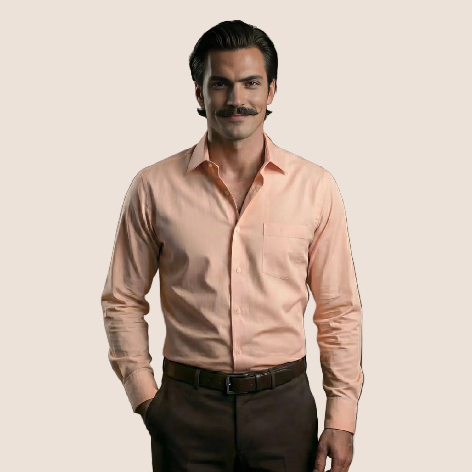 Cambridge Giza Cotton Shirt In Peach Fuzz