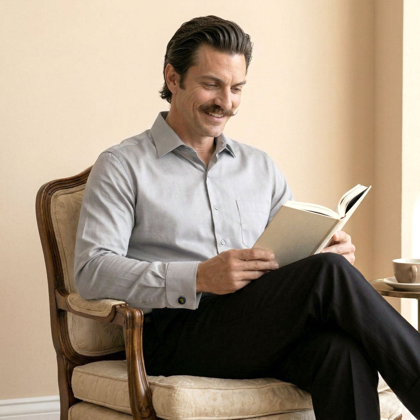 French Cuff Giza Cotton Shirt In Pewter French Cuff Giza Cotton Shirt In Pewter