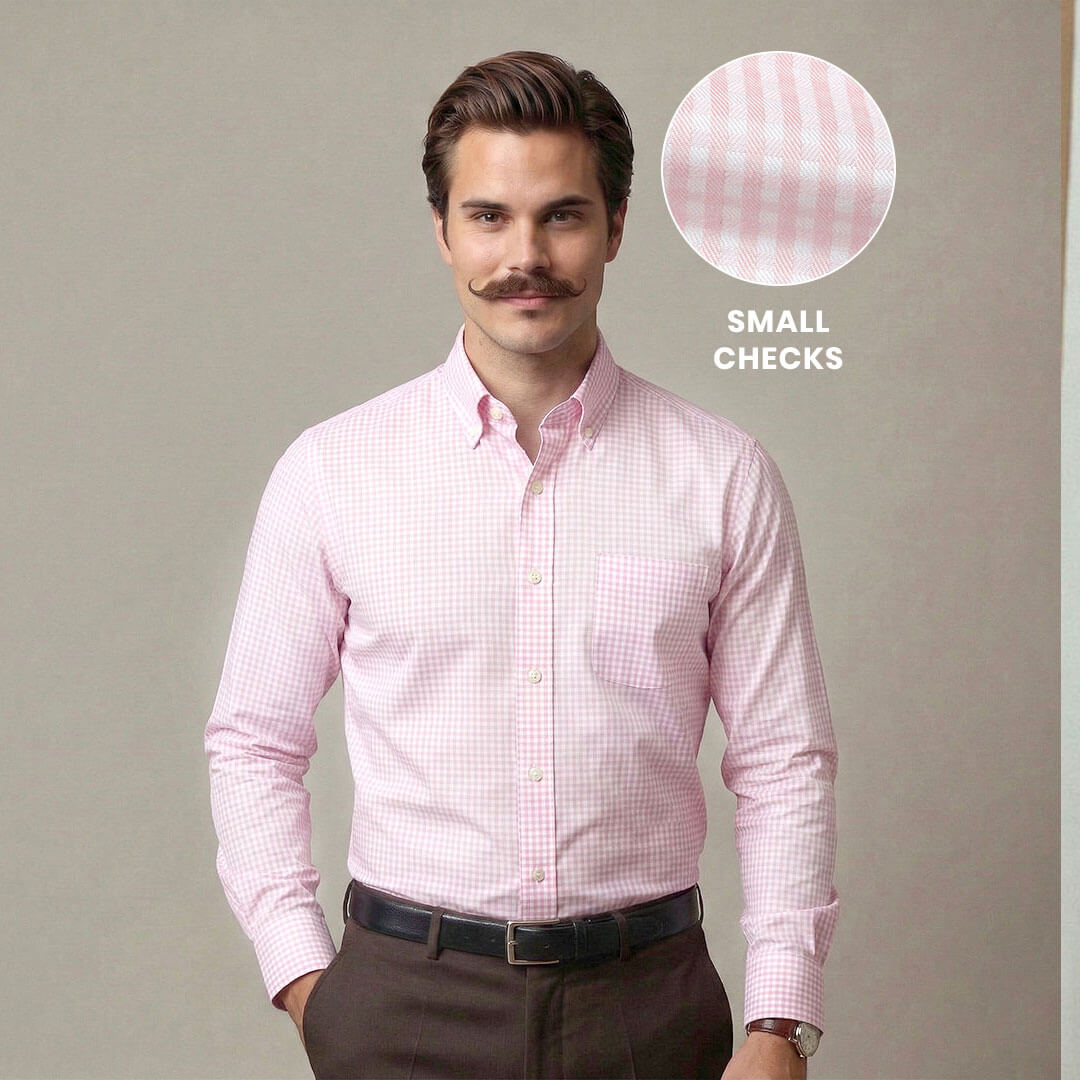 Gingham 2 Ply Check Shirt In Blush Pink Gingham 2 Ply Check Shirt In Blush Pink