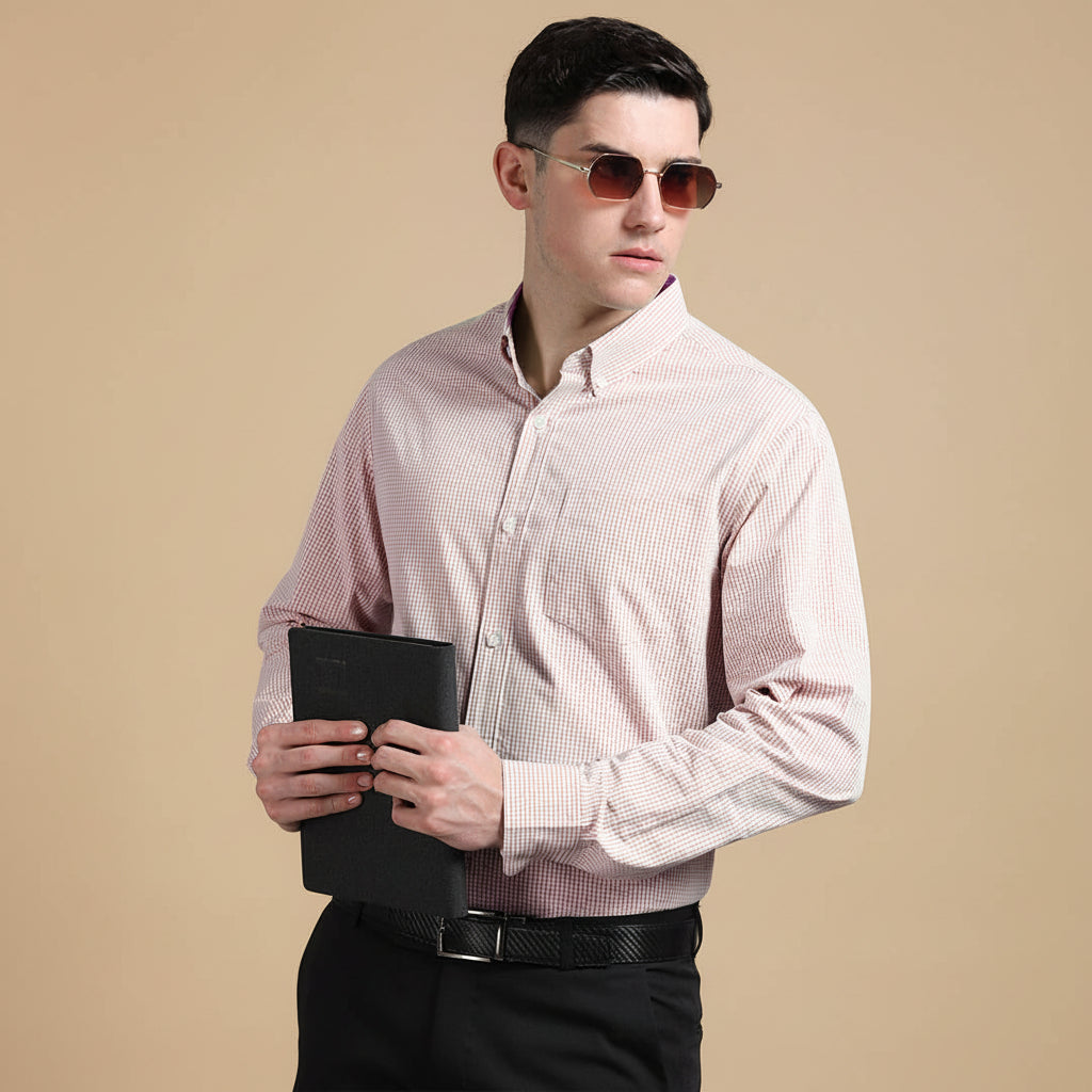 Gingham Check Shirt in Blush Pink Gingham Check Shirt in Blush Pink