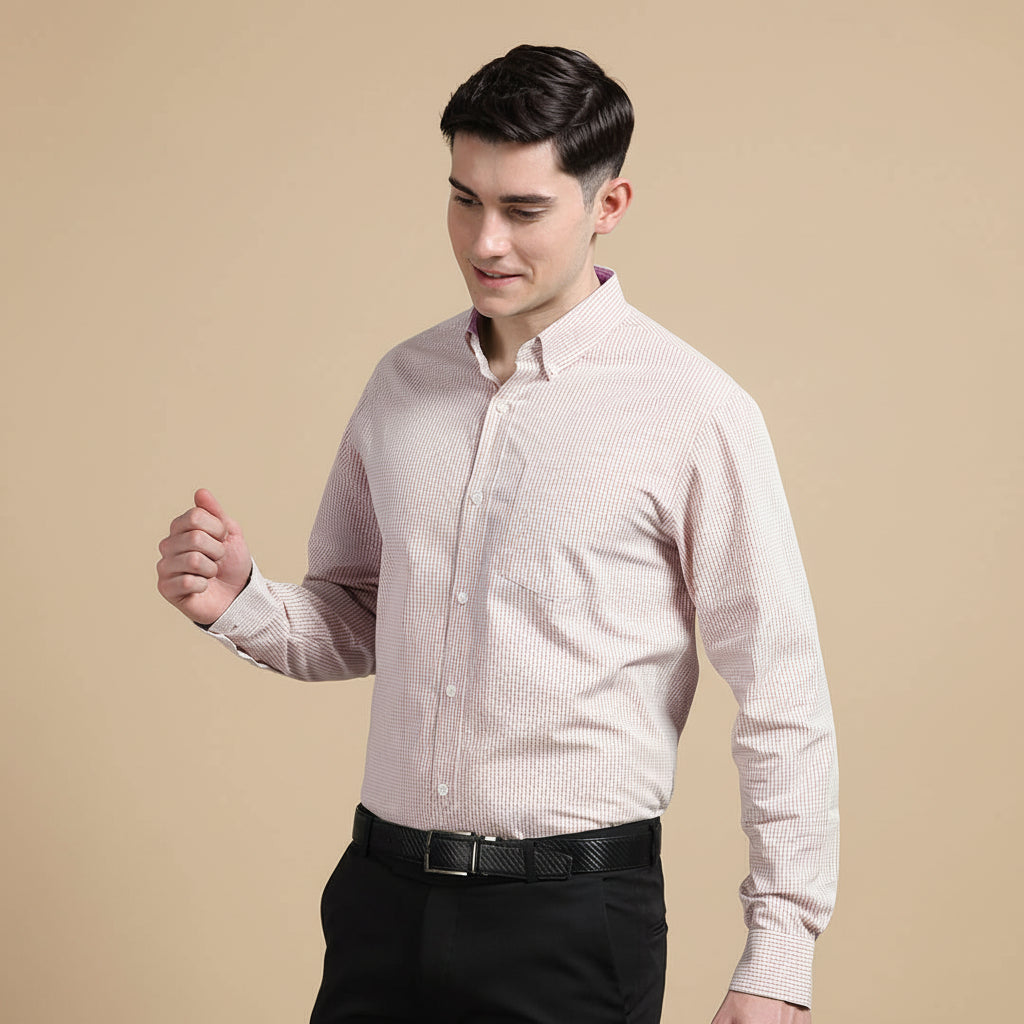 Gingham Check Shirt in Blush Pink Gingham Check Shirt in Blush Pink