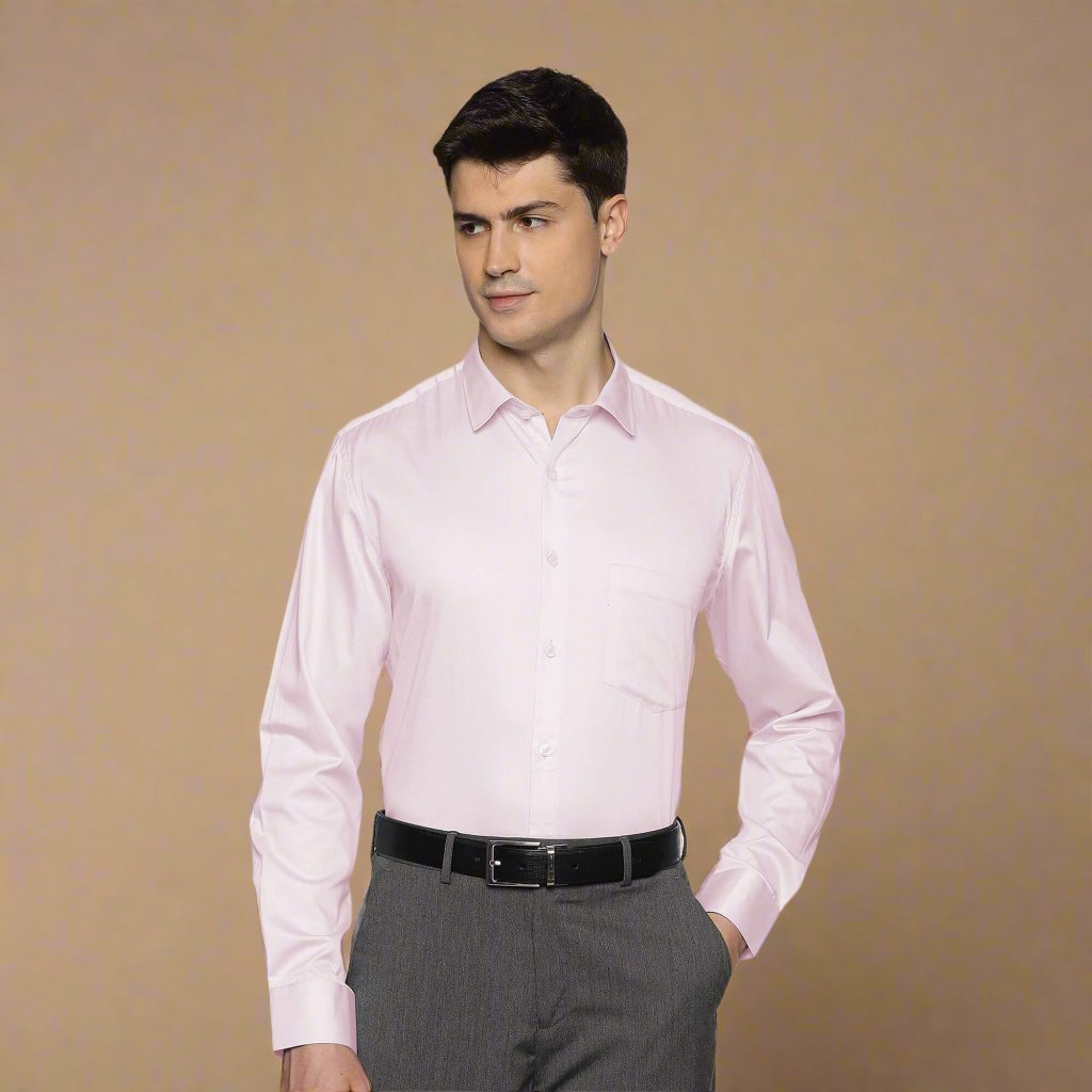 Swiss Finish Giza Cotton Shirt In Pastel Pink Elegant Pink Formal Shirt For Men By TFC