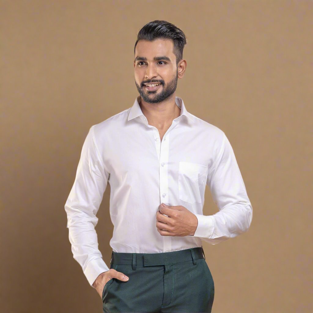 Swiss Finish Giza Cotton Shirt In White Classic White Giza Cotton Formal Shirt For Men By TFC
