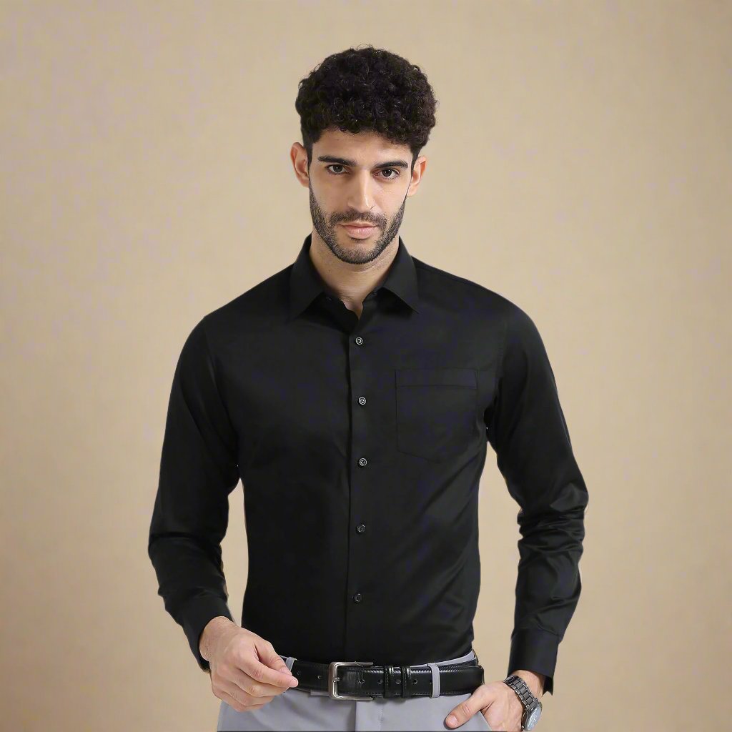 Cambridge Giza Cotton Shirt In Raven Smart Look Raven Shirt by TFC