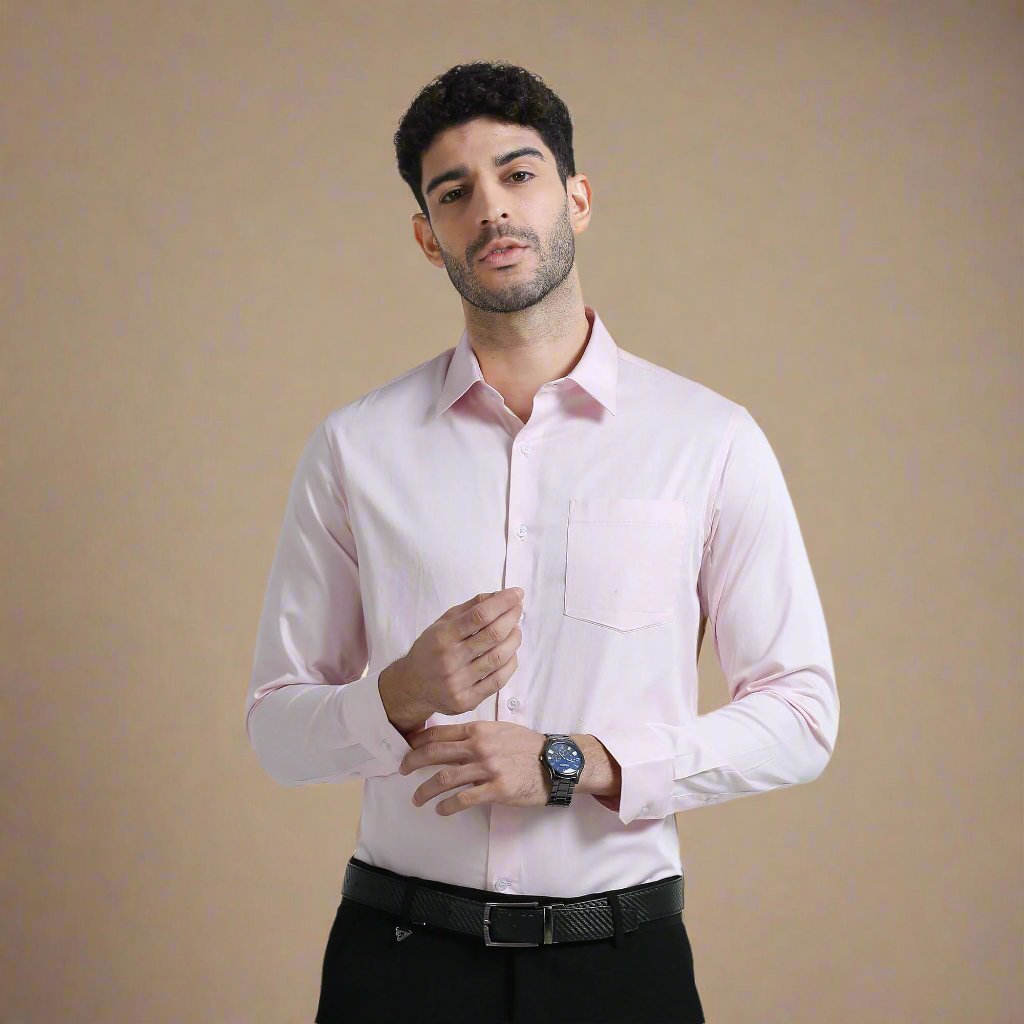 Cambridge Giza Cotton Shirt In Powder Pink Elegant pink shirt for men by TFC