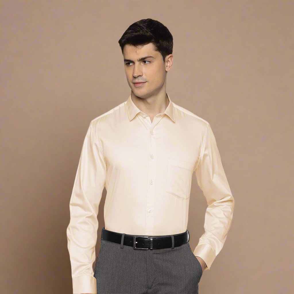 Swiss Finish Giza Cotton Shirt In Light Peach Business wear Giza Cotton Shirt For Men By TFC