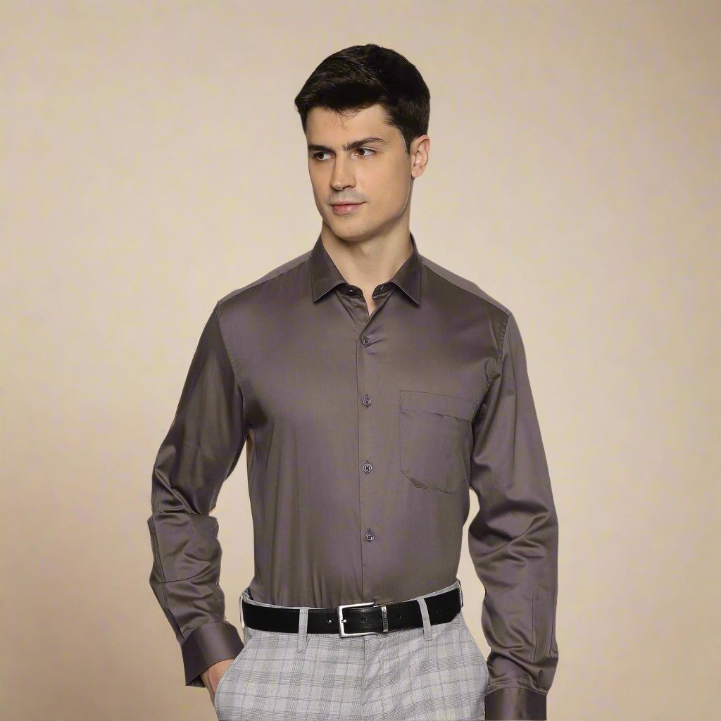 Swiss Finish Giza Cotton Shirt In Dark steel Men’s Dark Steel Formal Shirt By TFC