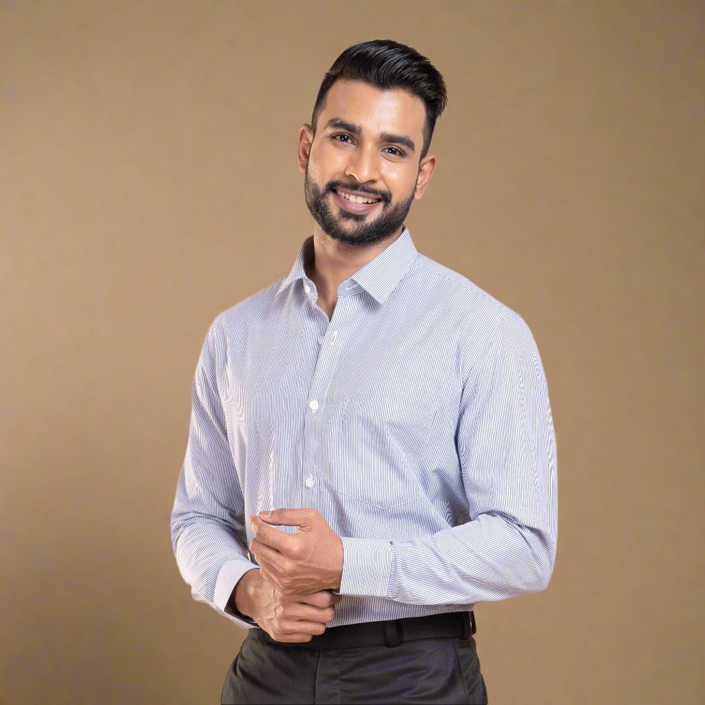 Eclipse Twill Stripe Shirt In Blue Classic Fit Classic Fit Blue Twill Shirt For Men By TFC