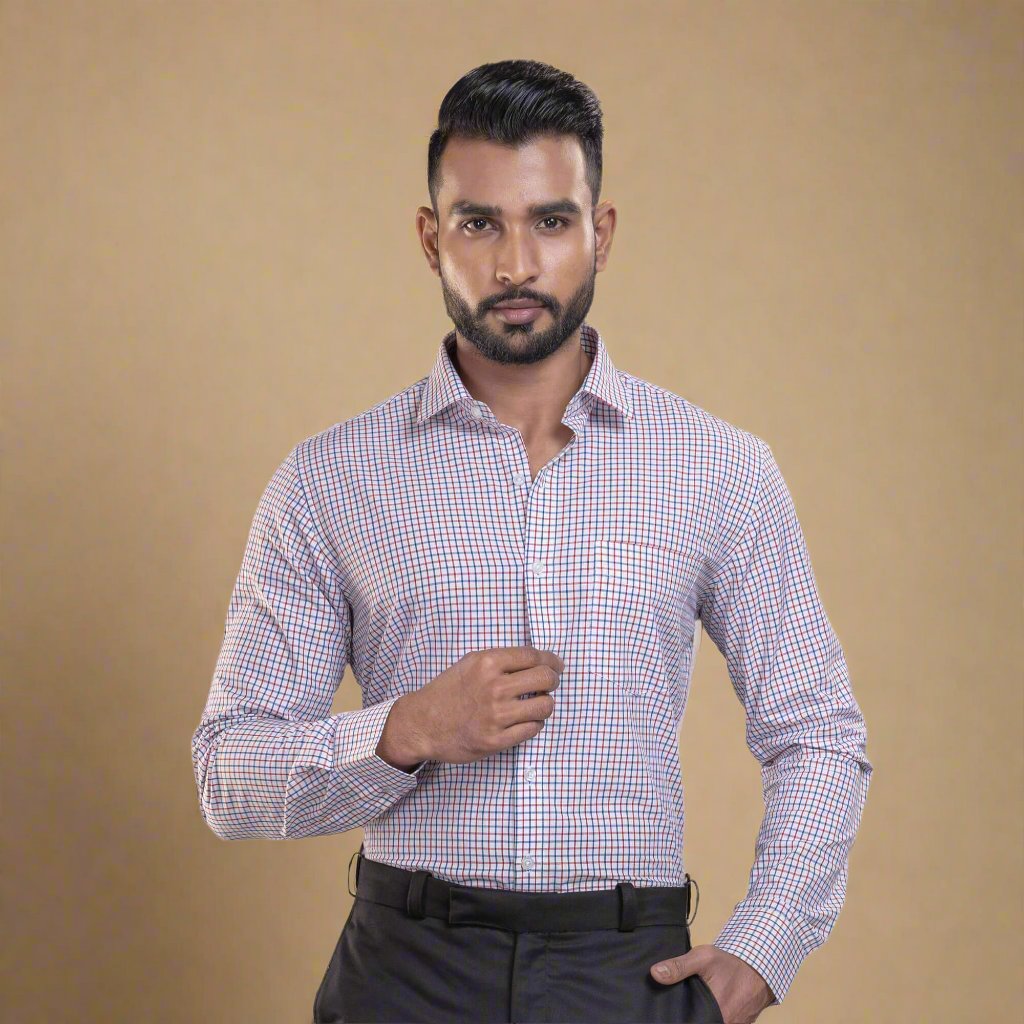 Zephyr Full Sleeves Check Shirt In Red Blue Stylish smart fit shirt red blue by TFC