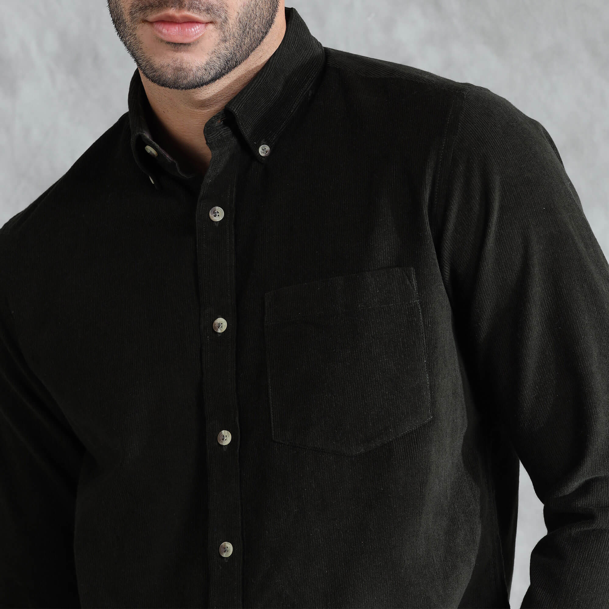 Cruise Corduroy Shirt In Pine Green Elegant pine green shirt for smart casual wear by TFC