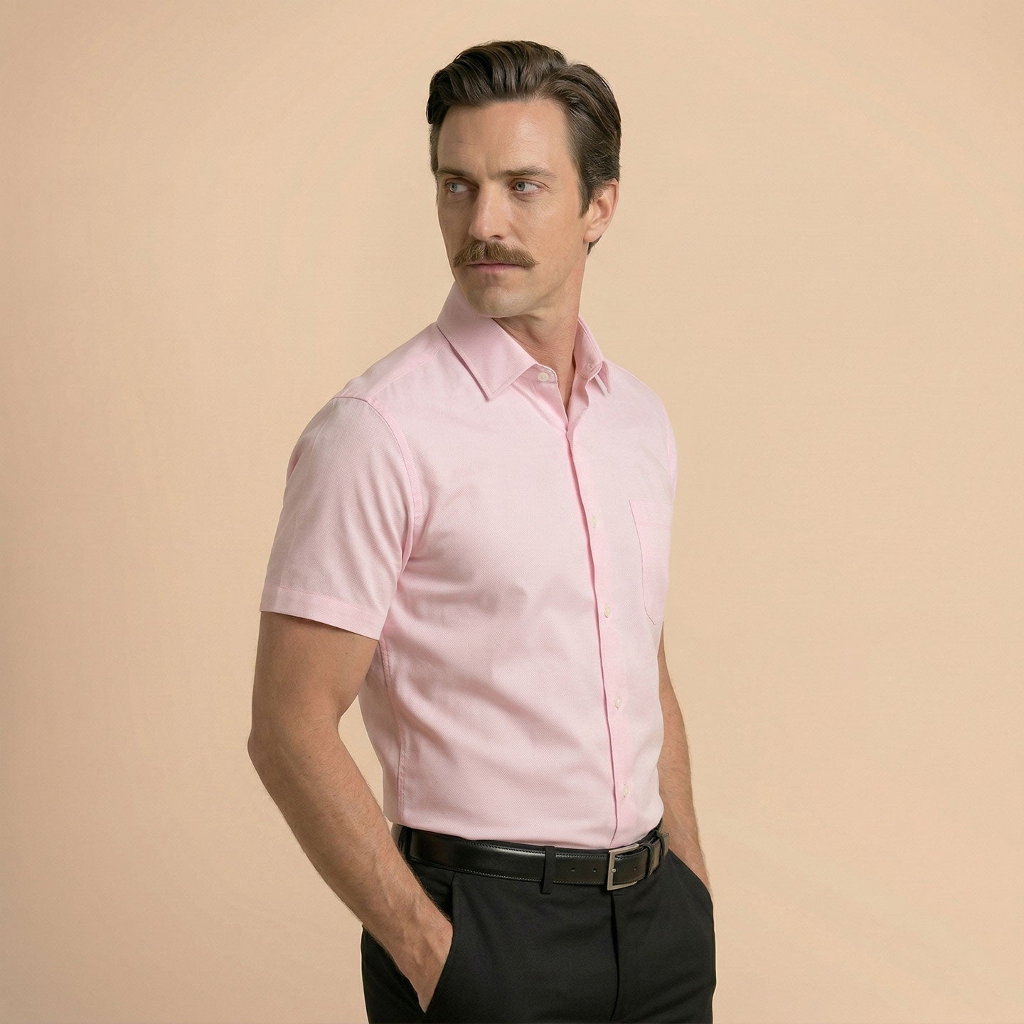 Ashley Half Sleeves Giza Cotton Shirt In Powder Pink Ashley Half Sleeves Giza Cotton Shirt In Powder Pink