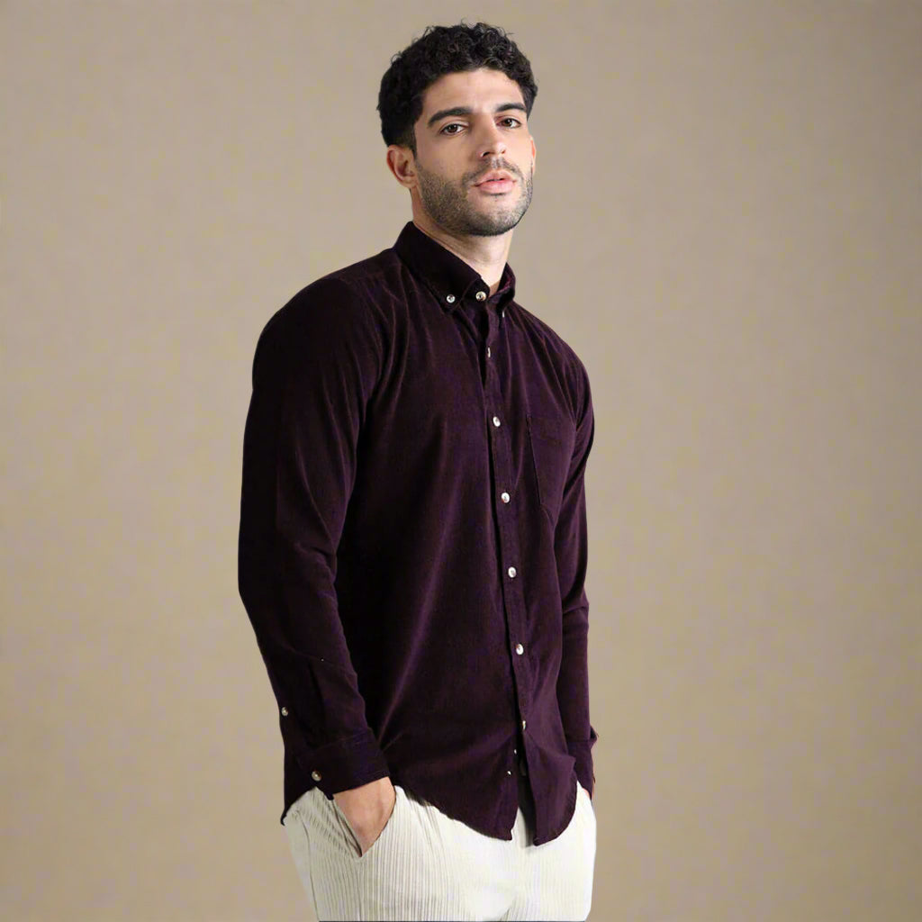 Cruise Corduroy Shirt In Purple Berry Cruise Corduroy Shirt In Purple Berry