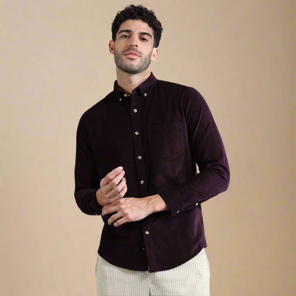 Cruise Corduroy Shirt In Purple Berry Cruise Corduroy Shirt In Purple Berry