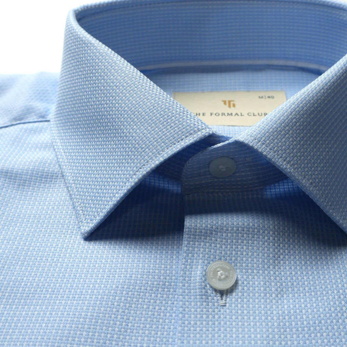 Regent Dobby Check Shirt In Cloud Blue