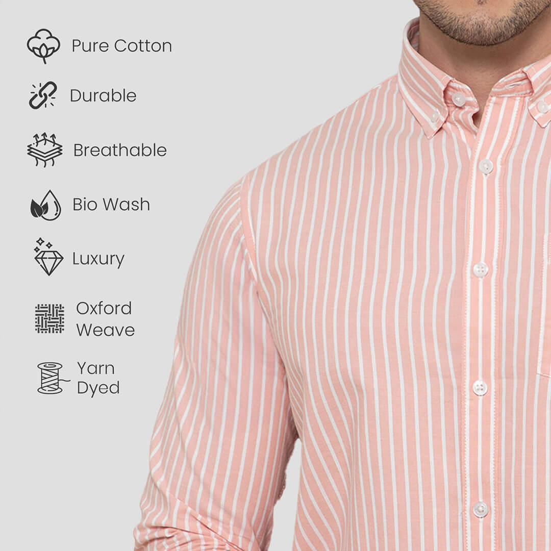 Regal Oxford Stripe Shirt In Carrot Smart casual outfit featuring the Regal Oxford Shirt by TFC