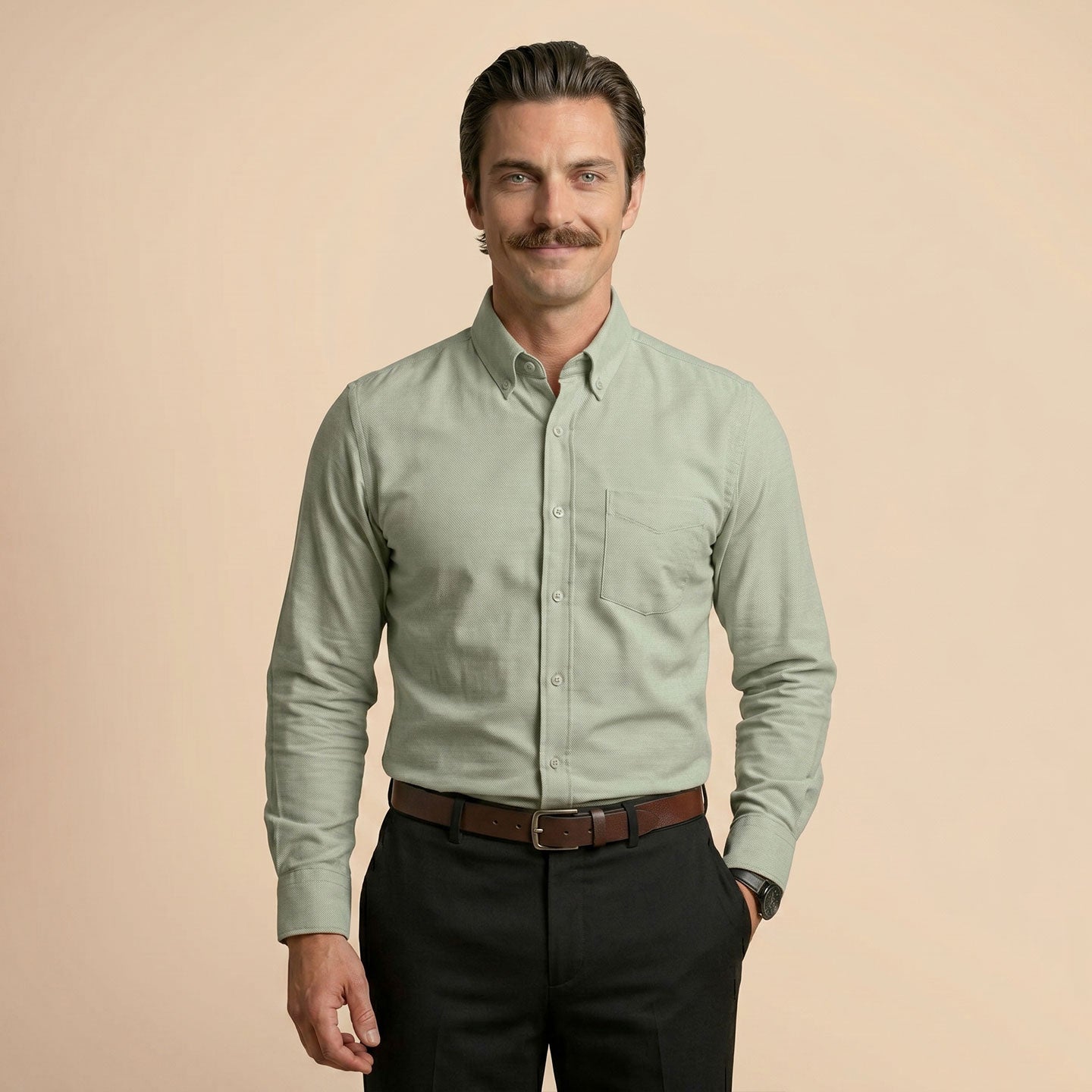 Regal Oxford Solid Shirt In Sage Green
