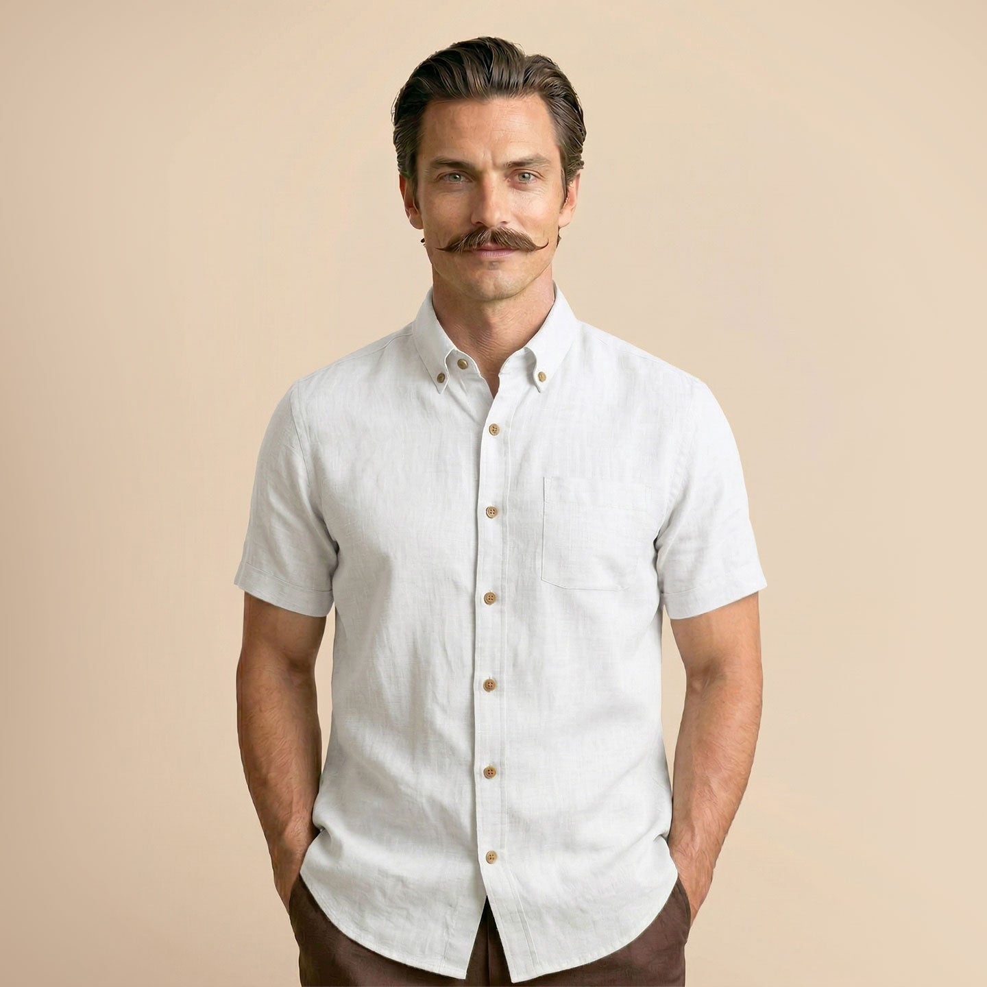 Breeze Linen Half Sleeves Shirt In Snow Breeze Linen Half Sleeves Shirt In Snow