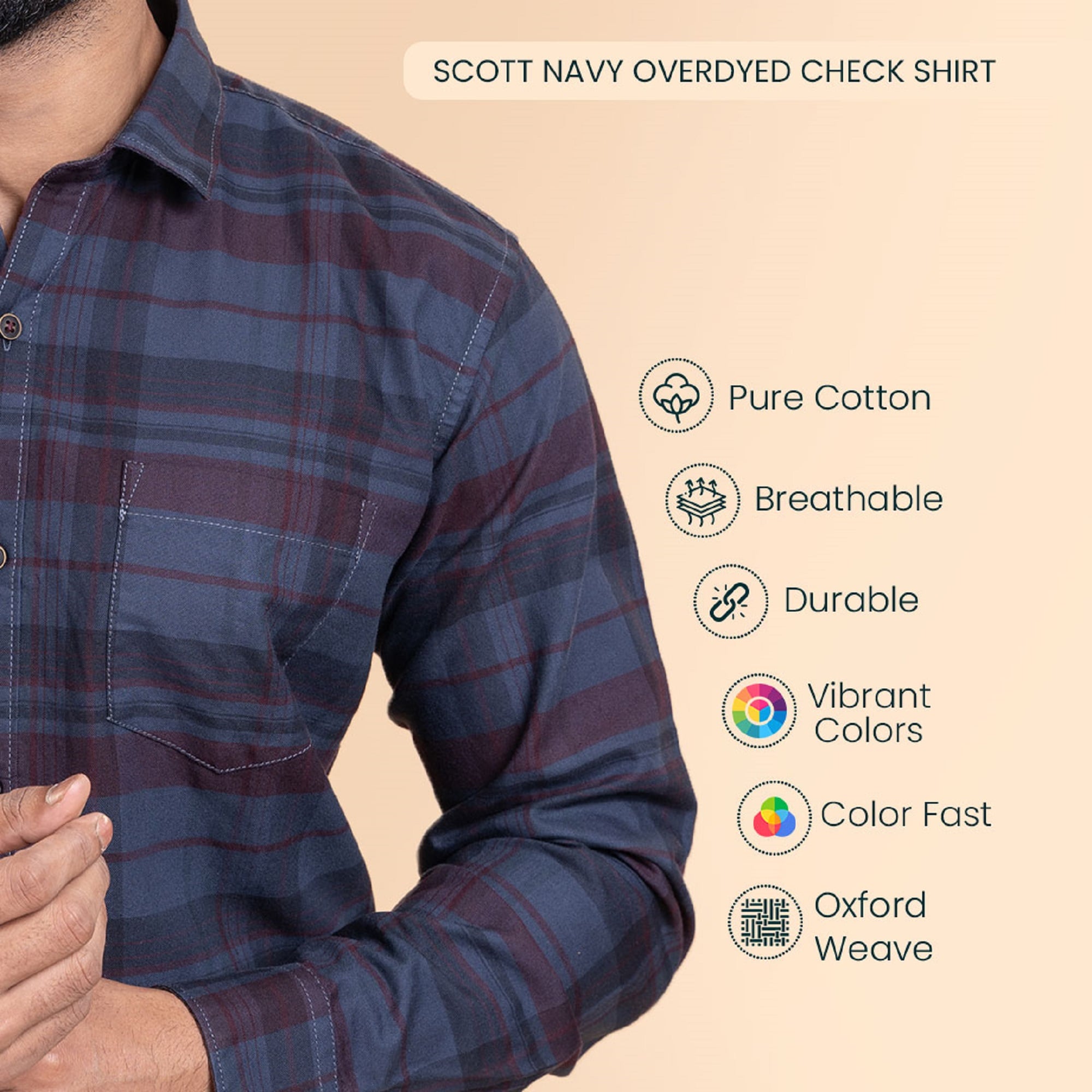 Scott Navy Overdyed Check Shirt