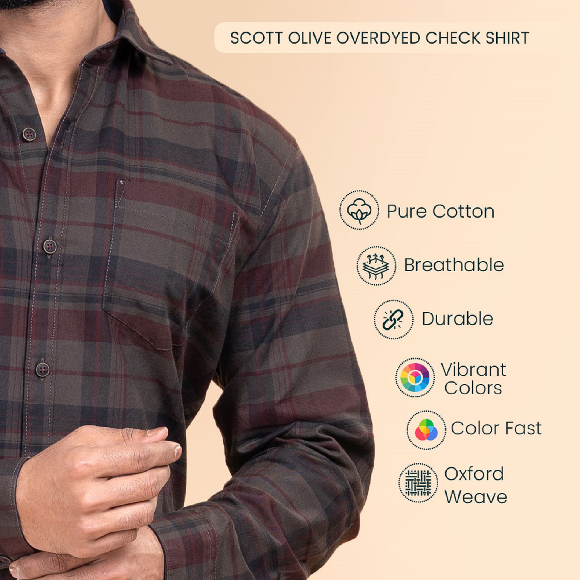 Scott Olive Overdyed Check Shirt