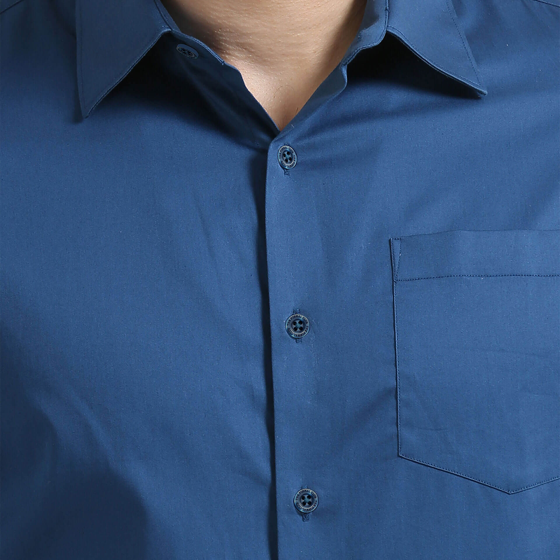 Cambridge Giza Cotton Shirt In Slate Blue Long sleeve premium cotton shirt by TFC