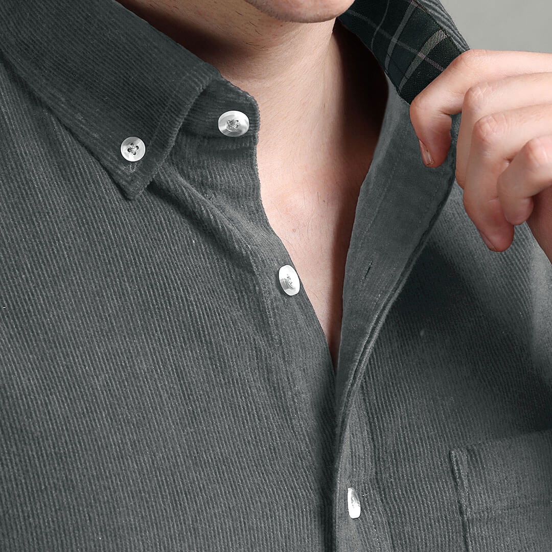Cruise Corduroy Shirt In Steel Grey Cruise Corduroy Shirt In Steel Grey