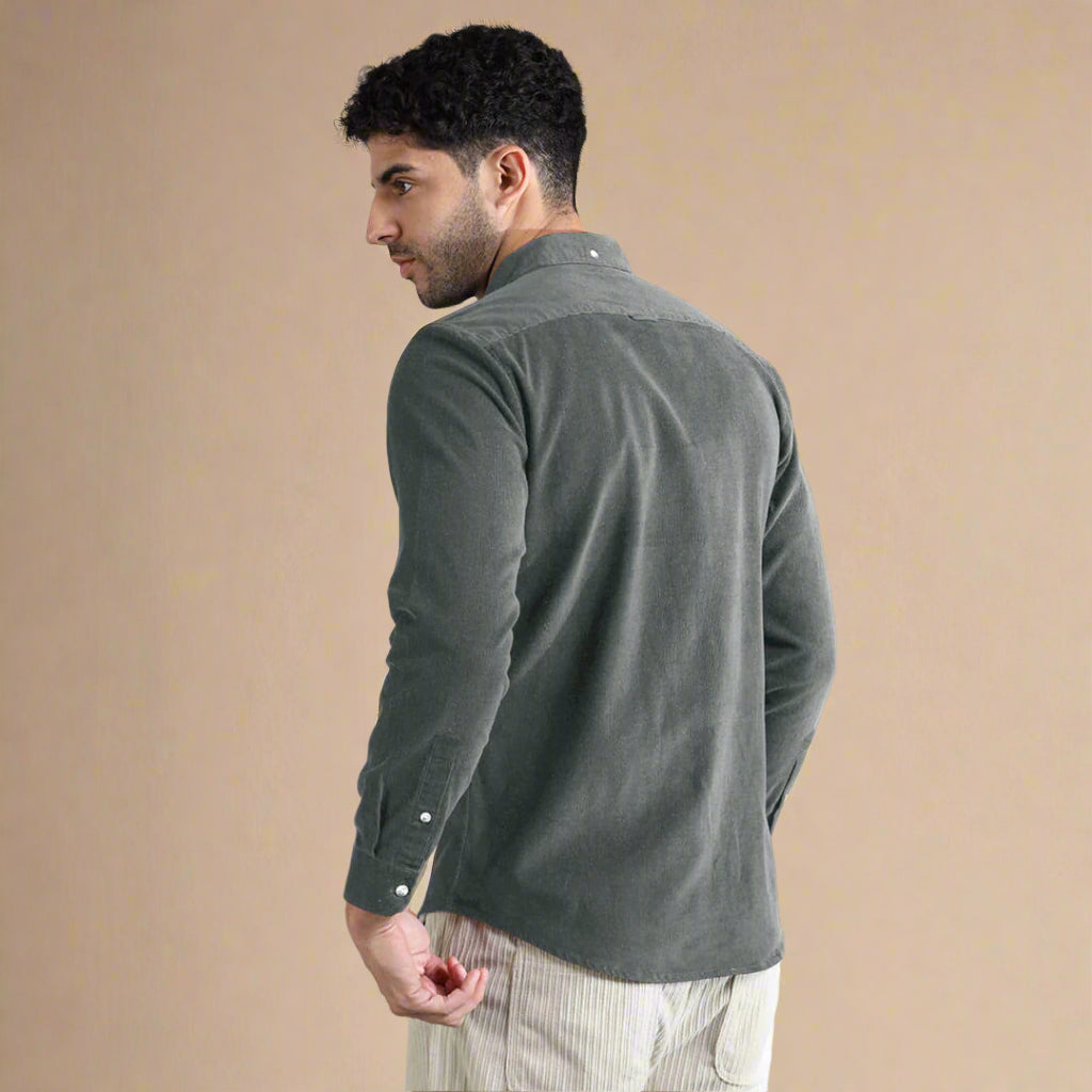 Cruise Corduroy Shirt In Steel Grey Cruise Corduroy Shirt In Steel Grey