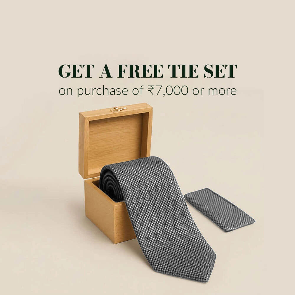 Clover Textured Handmade Tie And Pocket Square Set In Smoky Grey & Black Clover Textured Handmade Tie And Pocket Square Set In Smoky Grey & Black