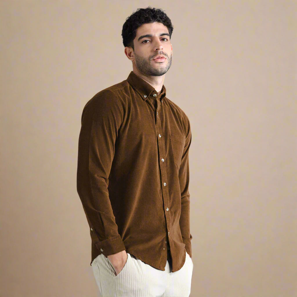Cruise Corduroy Shirt In Tan Cruise Corduroy Shirt In Tan