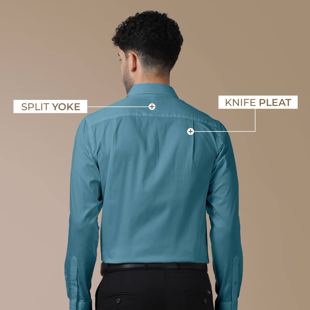 Cambridge Giza Cotton Shirt In Teal Teal Long Sleeve Formal Shirt For Men By TFC