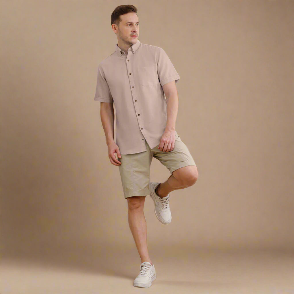 Breeze Linen Half Sleeves Shirt In Velvet Rose Velvet Rose men’s summer linen shirt by TFC