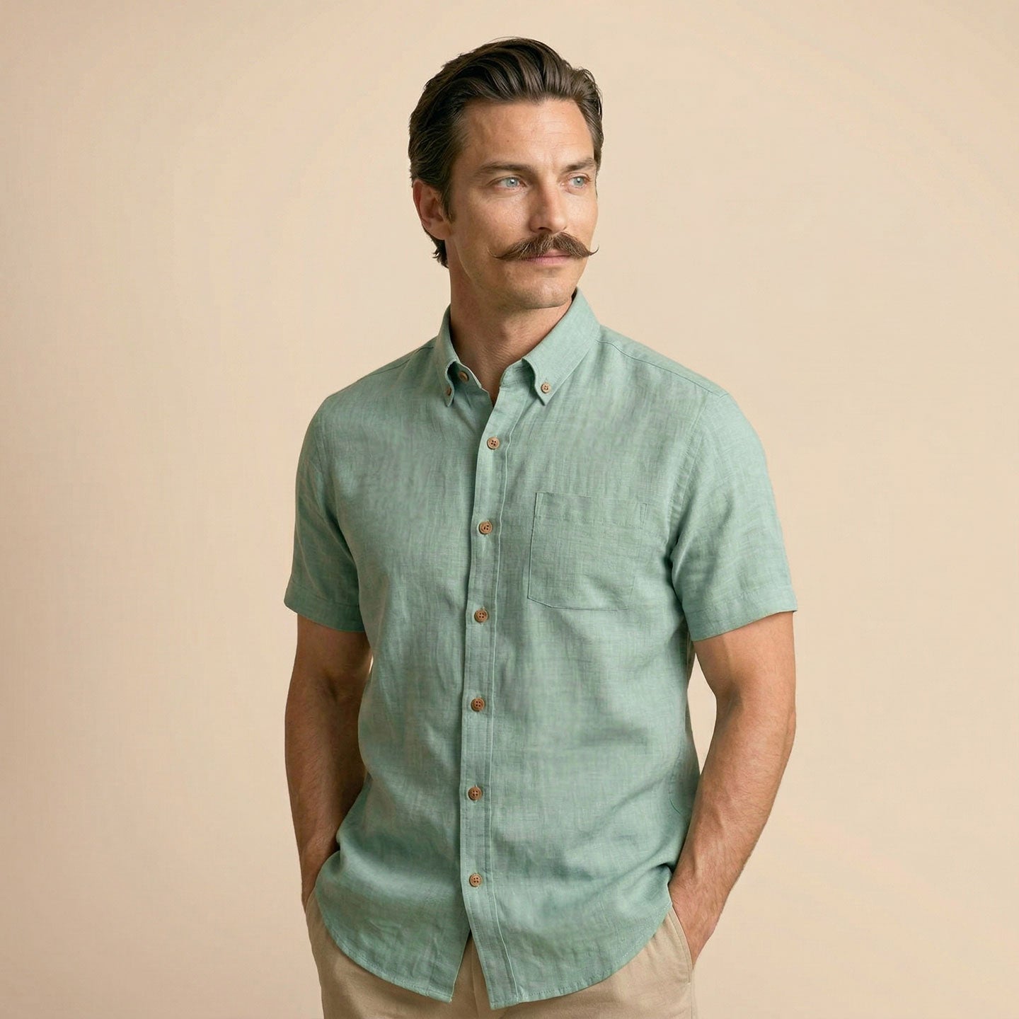 Breeze Linen Half Sleeves Shirt In Watercress Breeze Linen Half Sleeves Shirt In Watercress